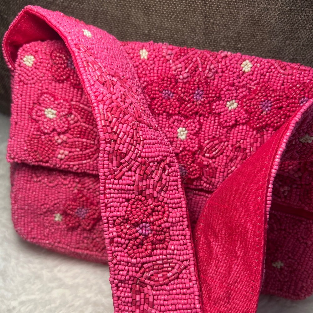 BCBGMaxAzria Pink Beaded Floral Bag - Picture 7 of 11